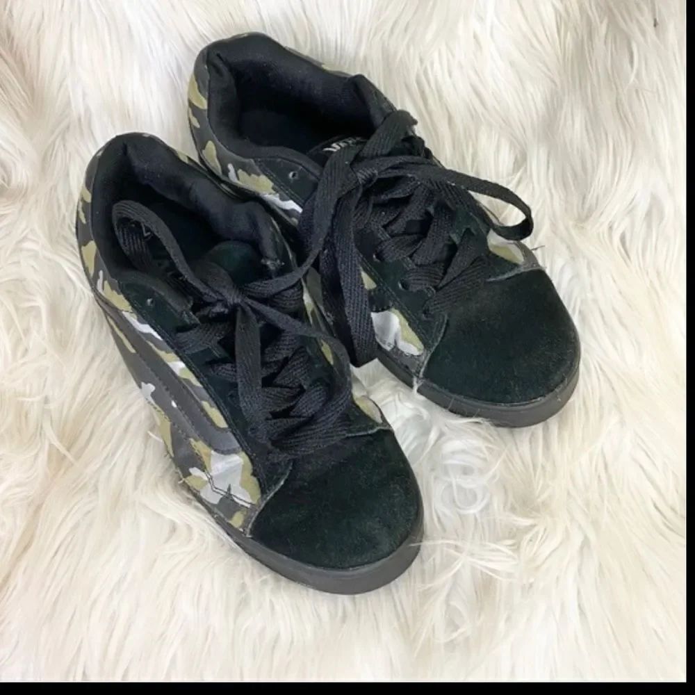 Vans No Skool black Camo Leather Print Lace-Up Skate Shoes 7.5